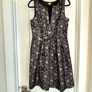 Eva Franco Fit and Flare Dress - size 10 Gray w/black embellishment